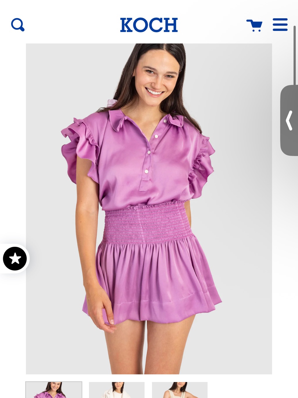 Lilac Ruffle-Sleeve Smocked Waist Dress